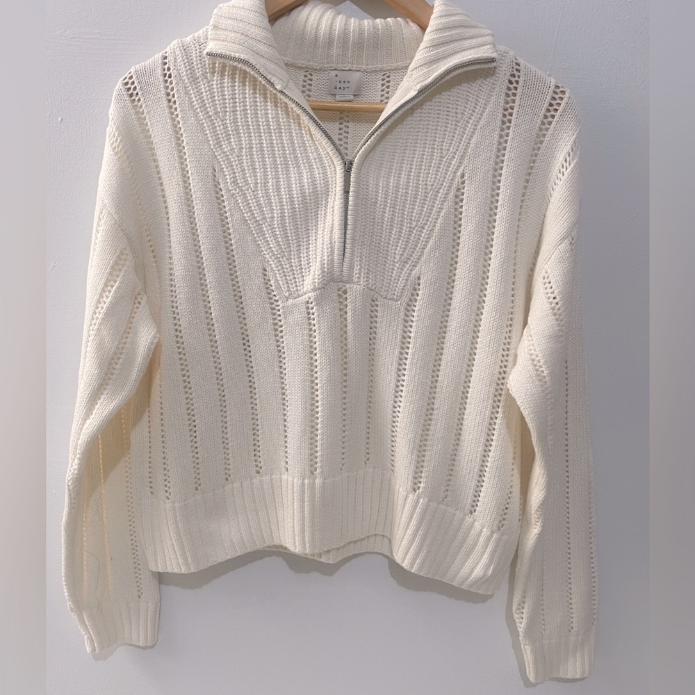 A New Day Women's Mock Turtleneck‎ Quarter Zip Pullover Sweater - Picture 4 of 6